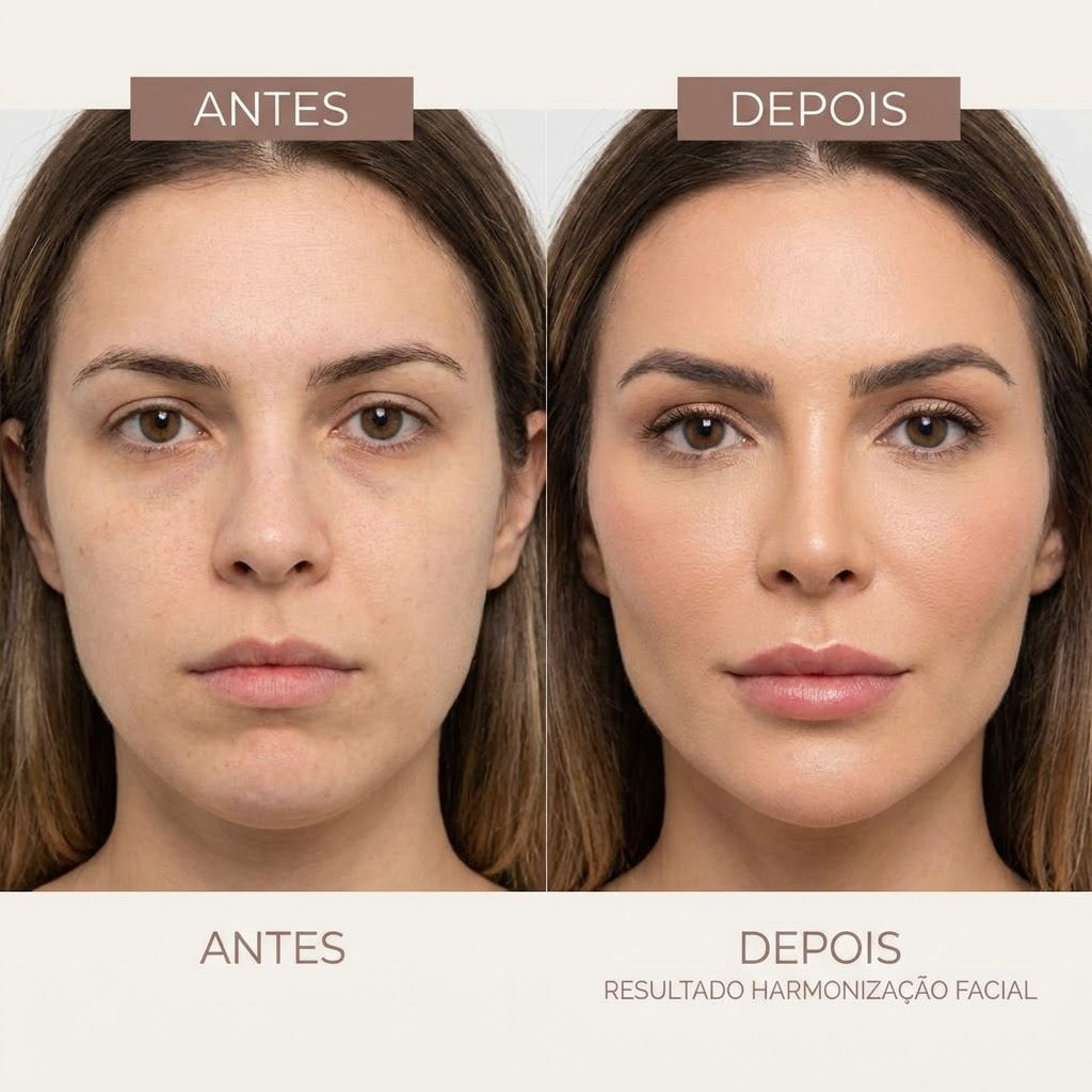 Resultado de harmonização facial: equilíbrio das proporções com aspecto natural
