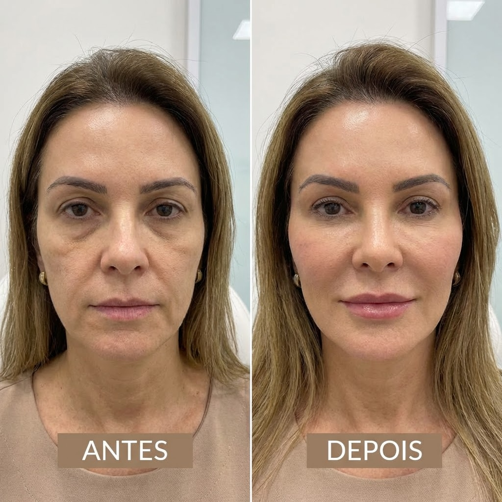 Resultado de preenchimento malar: maçãs do rosto com definição e contorno naturais